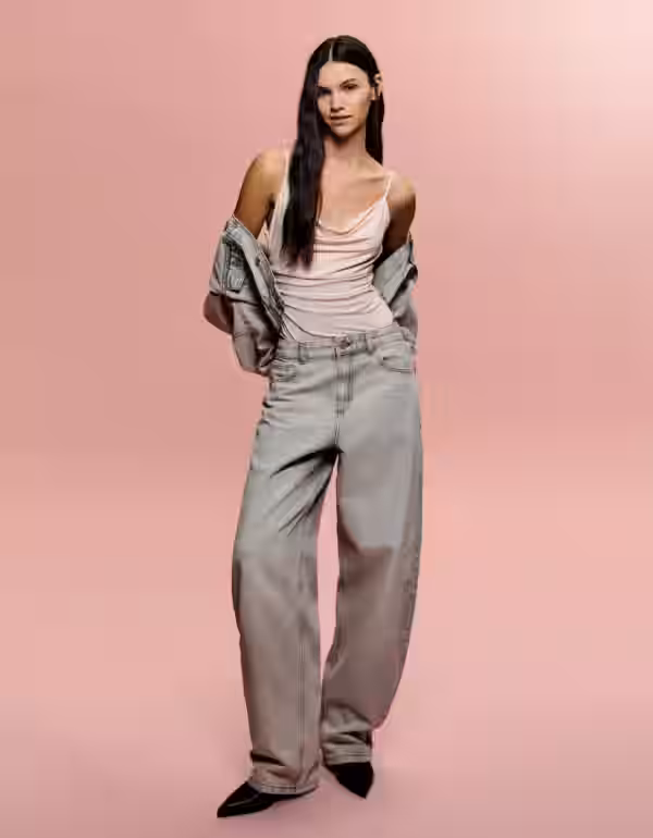Bershka Drapierter Body Mit Trägern Damen L Rosa Bershka Drapierter Body Mit Trägern Damen L Rosa